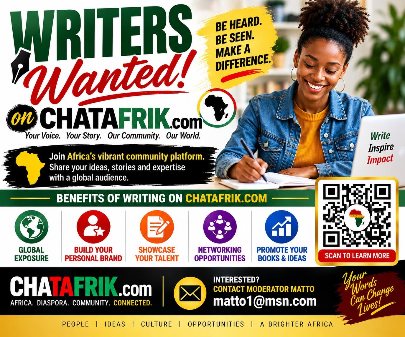 Chatafrik Writers Wanted Banner
