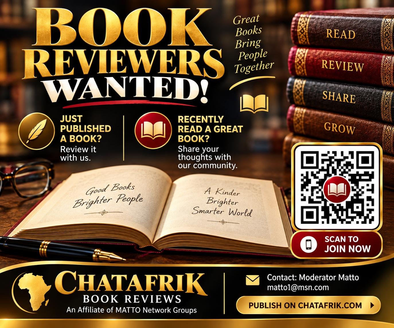 Chatafrik Book Reviewers Wanted Banner